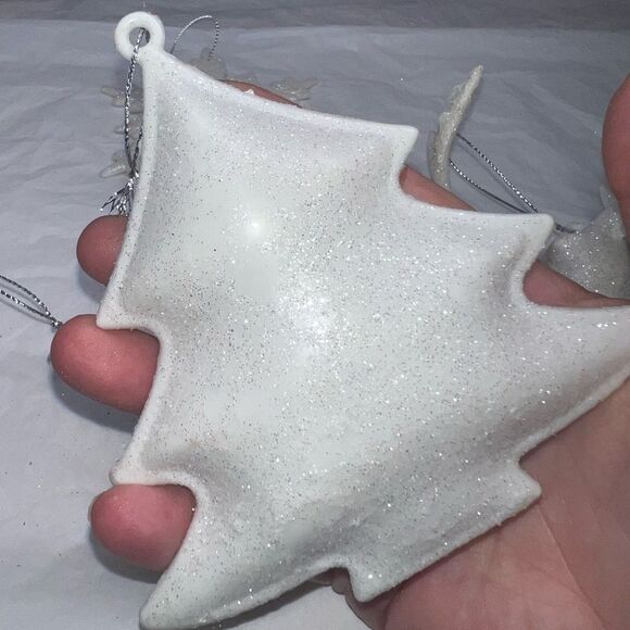 Set of Four Winter Wonderland White and Sparkle Ornaments - Picture 6 of 8